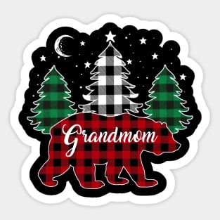 Grandmom Bear Buffalo Red Plaid Matching Family Christmas Sticker